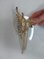 Заколка-краб для волос "Пушистая бабочка" со стразами. Цвет золото