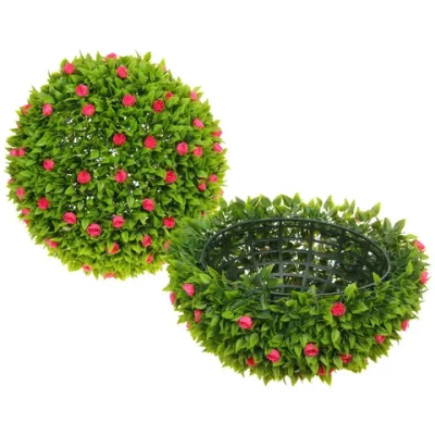 Искусственное растение шар «Самшит» цветы розовые D-45см Ultramarine