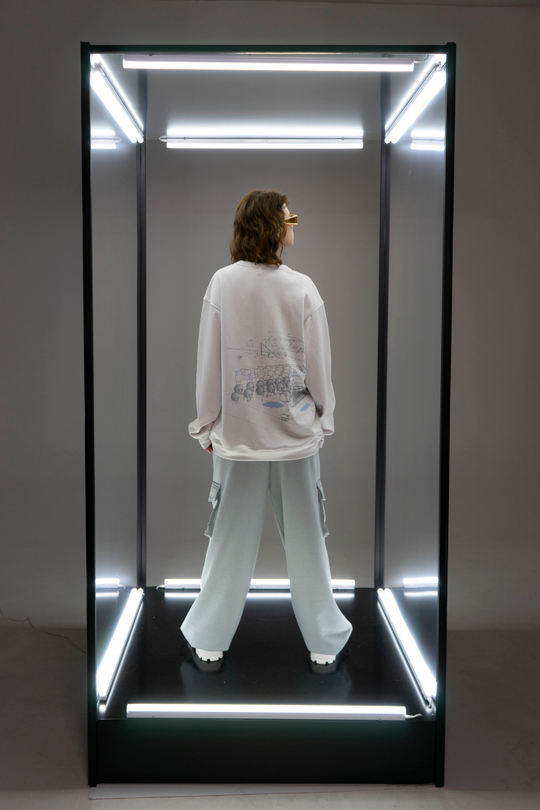 Свитшот с принтом, цвет светло-серый