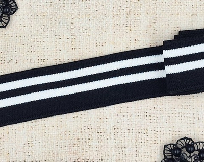 Подвязы трикотажные, ш. 4 см, L 133 см, чёрный с белым