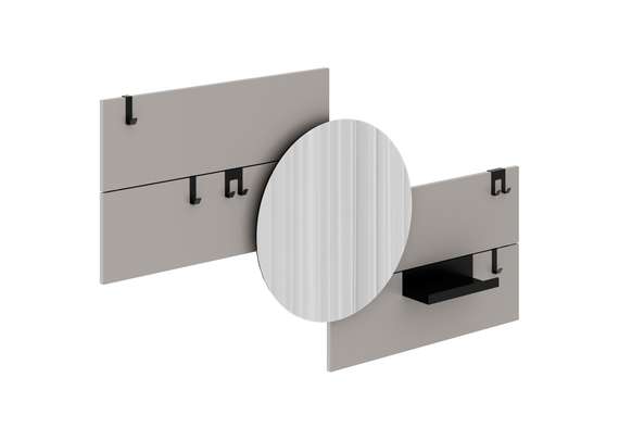 Вешалка Stripe M горизонтальная с зеркалом D 60 см (серо-бежевый)