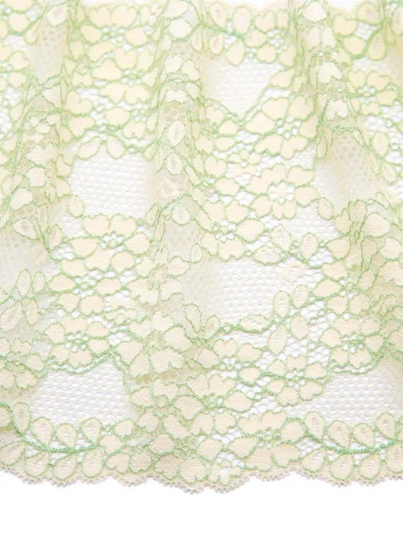 03-174 Кружево эластичное 16 см, желтый/салатовый