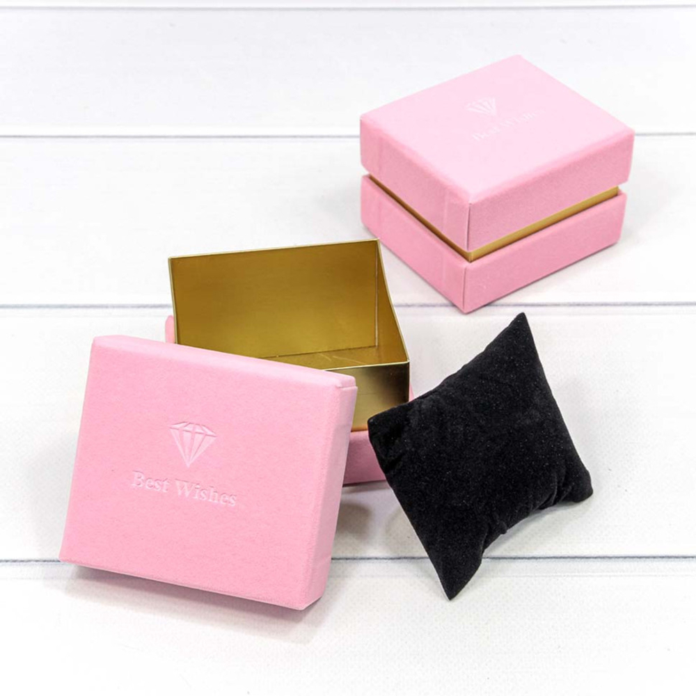 Коробка Ювелирная 8.9х7.9х6.5 см Набор 2 шт бархатная (Розовый)