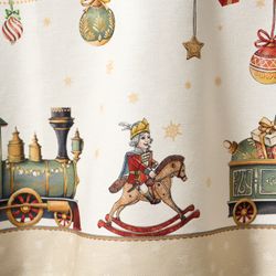 СКАТЕРТЬ КРУГЛАЯ "ЩЕЛКУНЧИК" ,220СМ БЕЖЕВЫЙ 100% ХЛОПОК , ТВИЛ