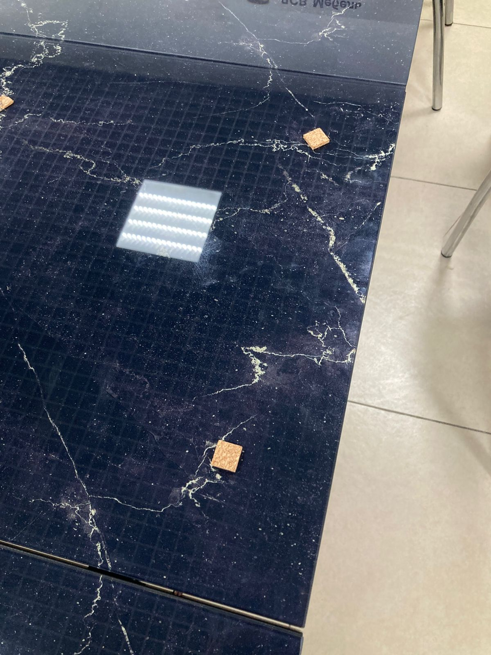 Стол разд стекло Миллер бабочка К-т ног №5 черный Царг.пояс 930 черный Ст-ца мрамор черный 2 ф/п (че