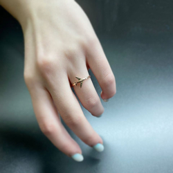 Серебряное кольцо 925 пробы с позолотой Самолёт, арт.0008-02