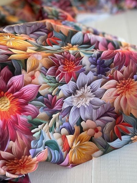В ПУТИ, ЦВЕТЫ 3D, 100% хлопок Handmade Fabrics 5