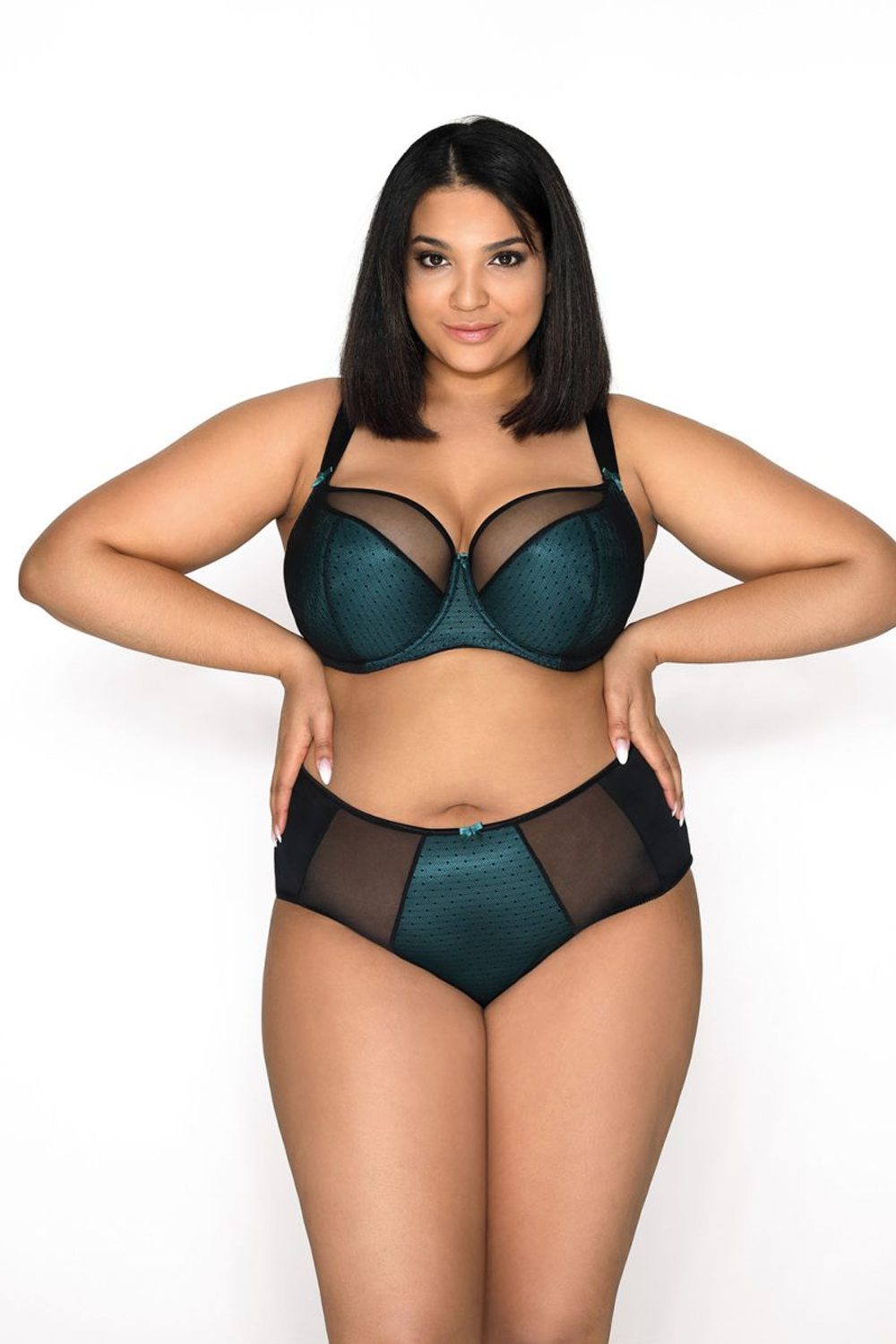 Трусы-слип Nori с высокой талией (Размер: 44) (Цвет: черный с зеленым)