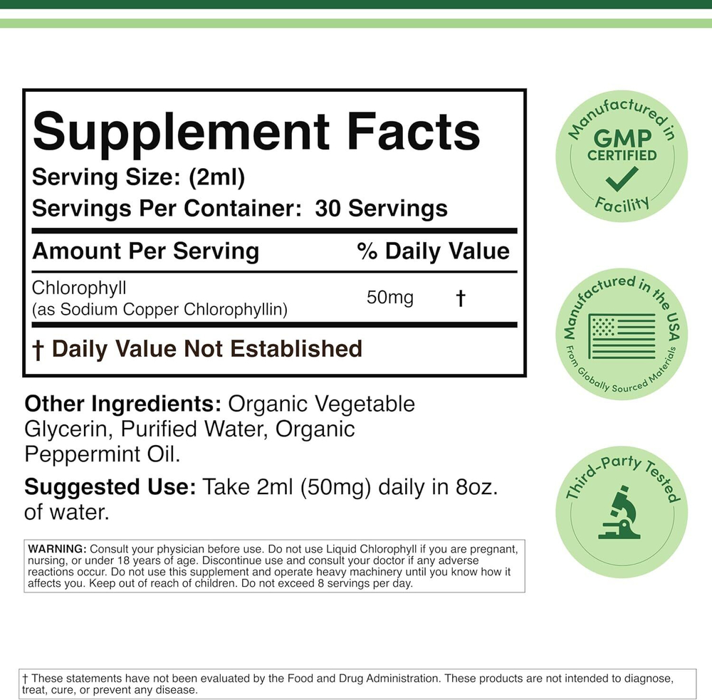 Double Wood Supplements - Liquid Chlorophyll - 120 x 50 mg doses