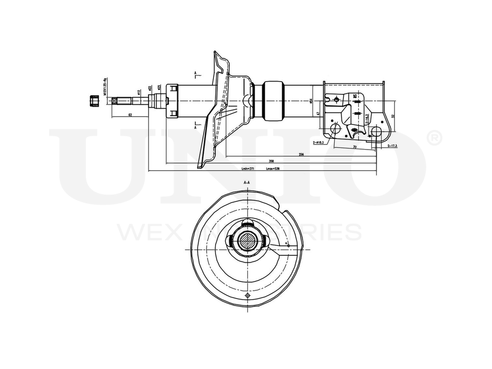 Амортизатор газовый передней подвески правый UNIO SAB-10230