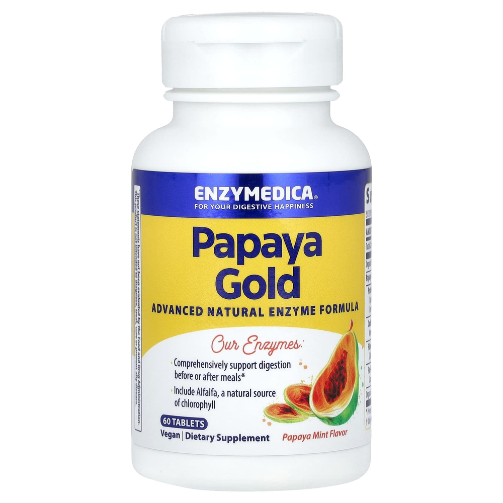 Enzymedica, Papaya Gold, папайя и мята, 60 таблеток