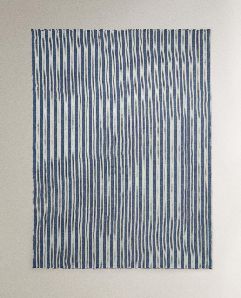 Zara Home плед из хлопка, синий, в полоску · 9126/004