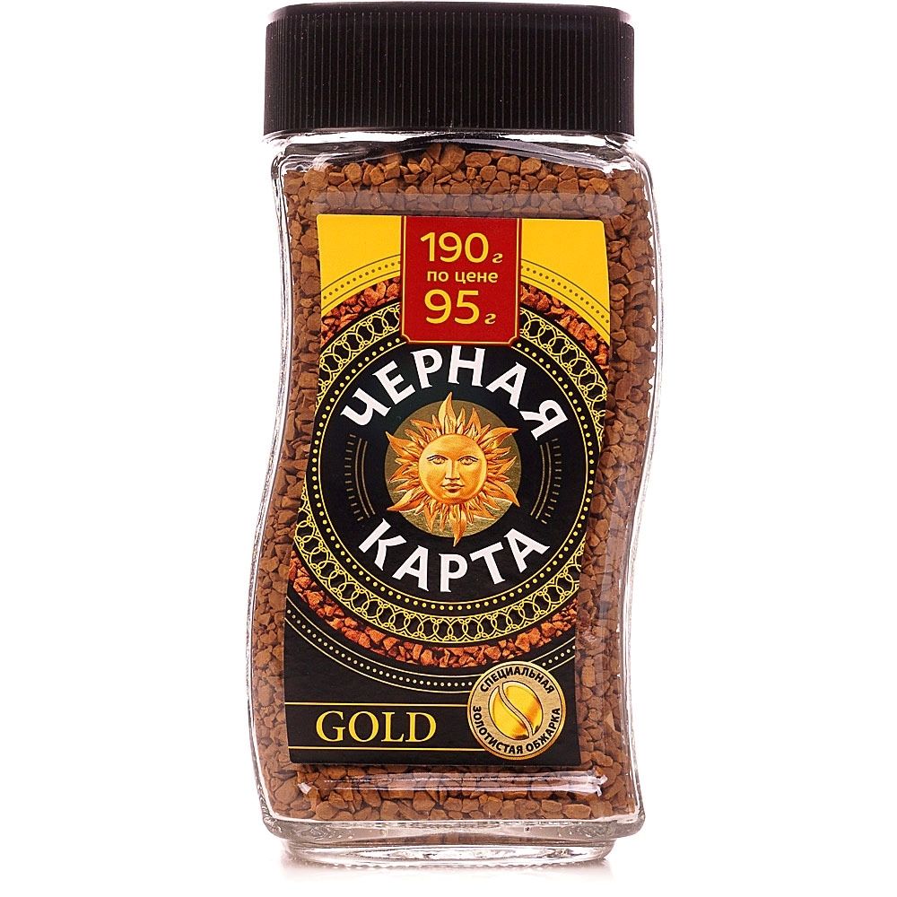 Кофе растворимый Черная карта Gold, стеклянная банка 190 г, 3 шт