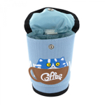 Пенал - тубус складной, Alingar, ПВХ, кнопка, 100 х 120 мм ( 100 х 195 мм), "Coffee cat", голубой (котик с кофе)