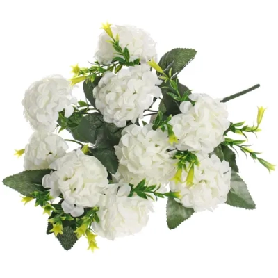 Искусственные цветы «Цветочная мелодия» Гортензии 40см 10 цветков белые