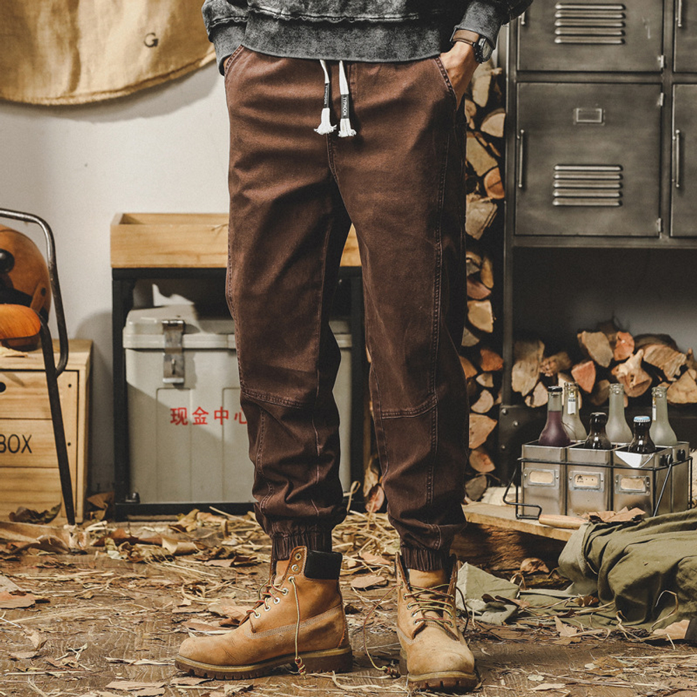 Модные мужские повседневные рабочие брюки c резинкой внизу