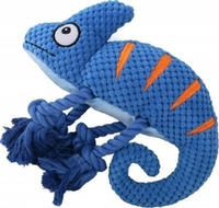 Mr.Kranch Игрушка Хамелеон для собак, плюшевая с канатиками и пищалкой, 26 см