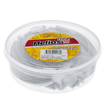 Виброхвост несъедоб. Trofey 5.5'/14см White & Sparkles 20шт. (HS-25-002-N-20) Helios