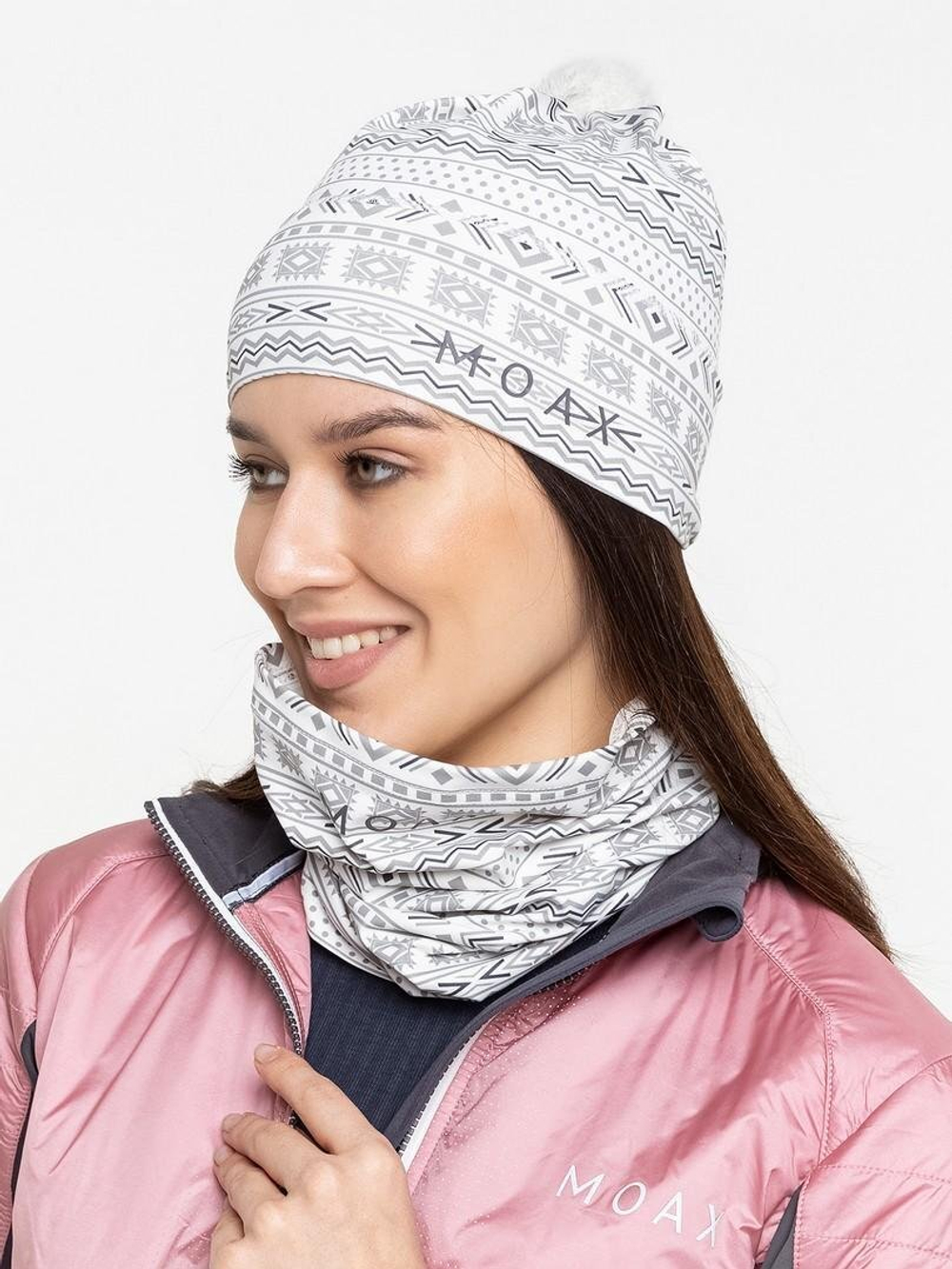 Шапка MOAX Tauri Stretch, белый принт, OS, 23803M-00025P