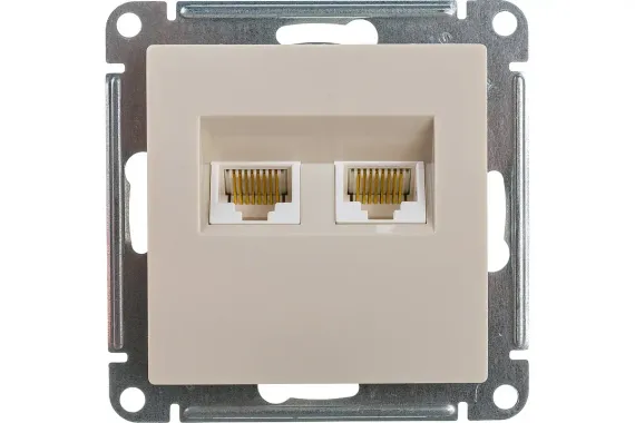 Розетка RJ45 Systeme Electric ATLASDESIGN двойная бежевая 36001