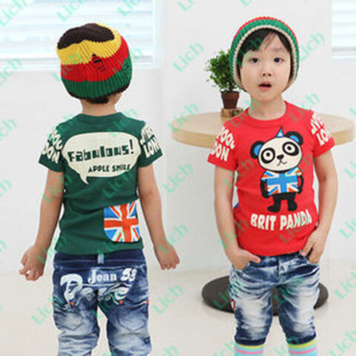 Футболка детская с принтом панды и британского флага