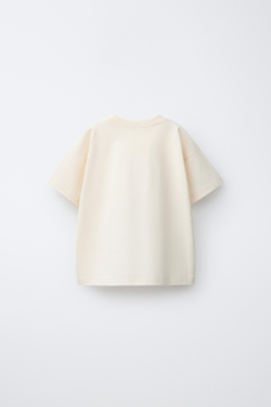 ZARA ФУТБОЛКА С МОТОПРИНТОМ, ЭКРЮ