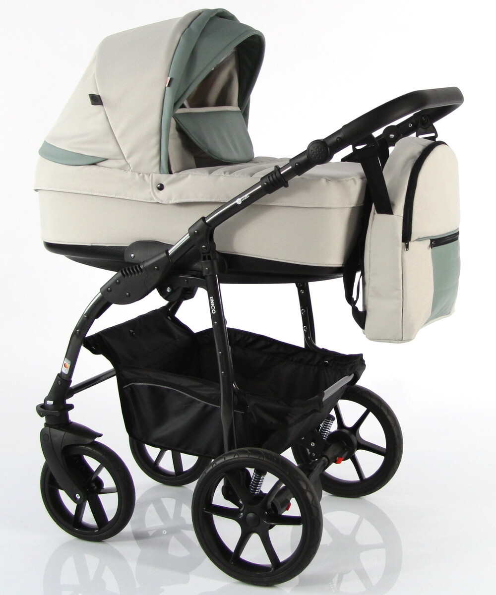 Детская коляска Sevillababy Unico 2 в 1 Un-01 св.серый-серо-зеленая экокожа