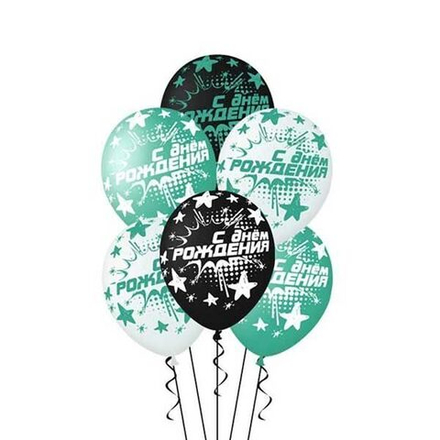 Шары с рисунком "Звезды бирюза" 36 см