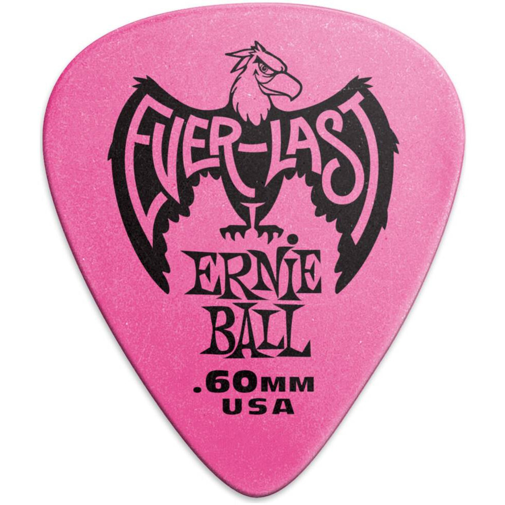 ERNIE BALL 9179 - медиатор Everlast делриновый, нескользящий, 0,60 мм, розовый.