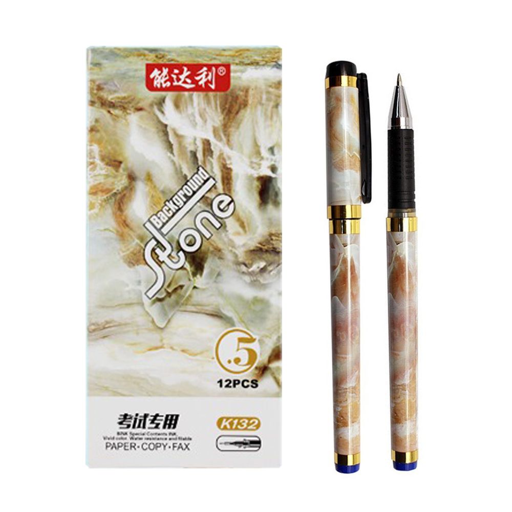 Ручка гелевая, Nengdali, синие чернила, серия "Stone", круглый корпус с рисунком - мрамор, 12 шт Ручка гелевая, Nengdali, синие чернила, серия "Stone", круглый корпус с рисунком - мрамор, 12 шт