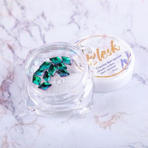 Blesk, Стразы фигурные "Ромб", цвет зеленый 4*6 мм (10 шт)