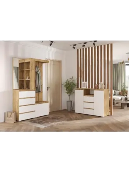 Прихожая с зеркалом комплект мебели 126х35,3х198 см МФ