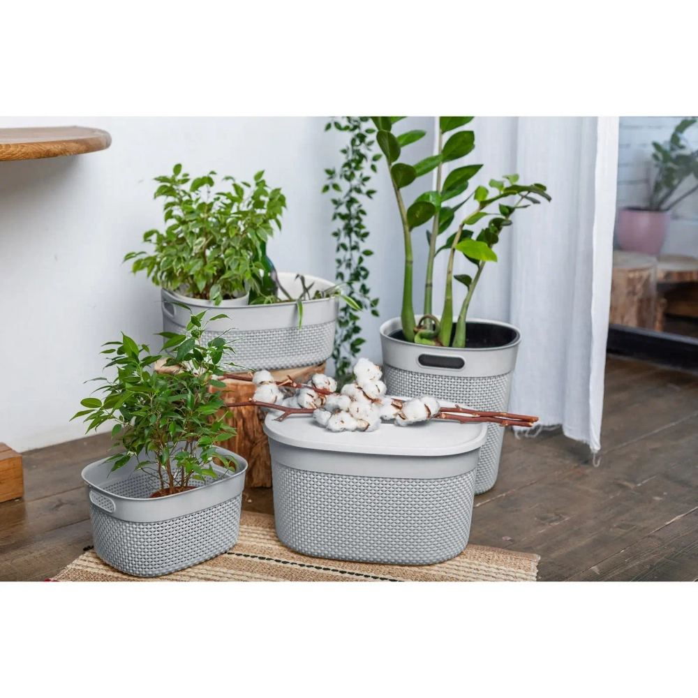 Корзина для хранения с крышкой OSLO, серый шторм, 12л