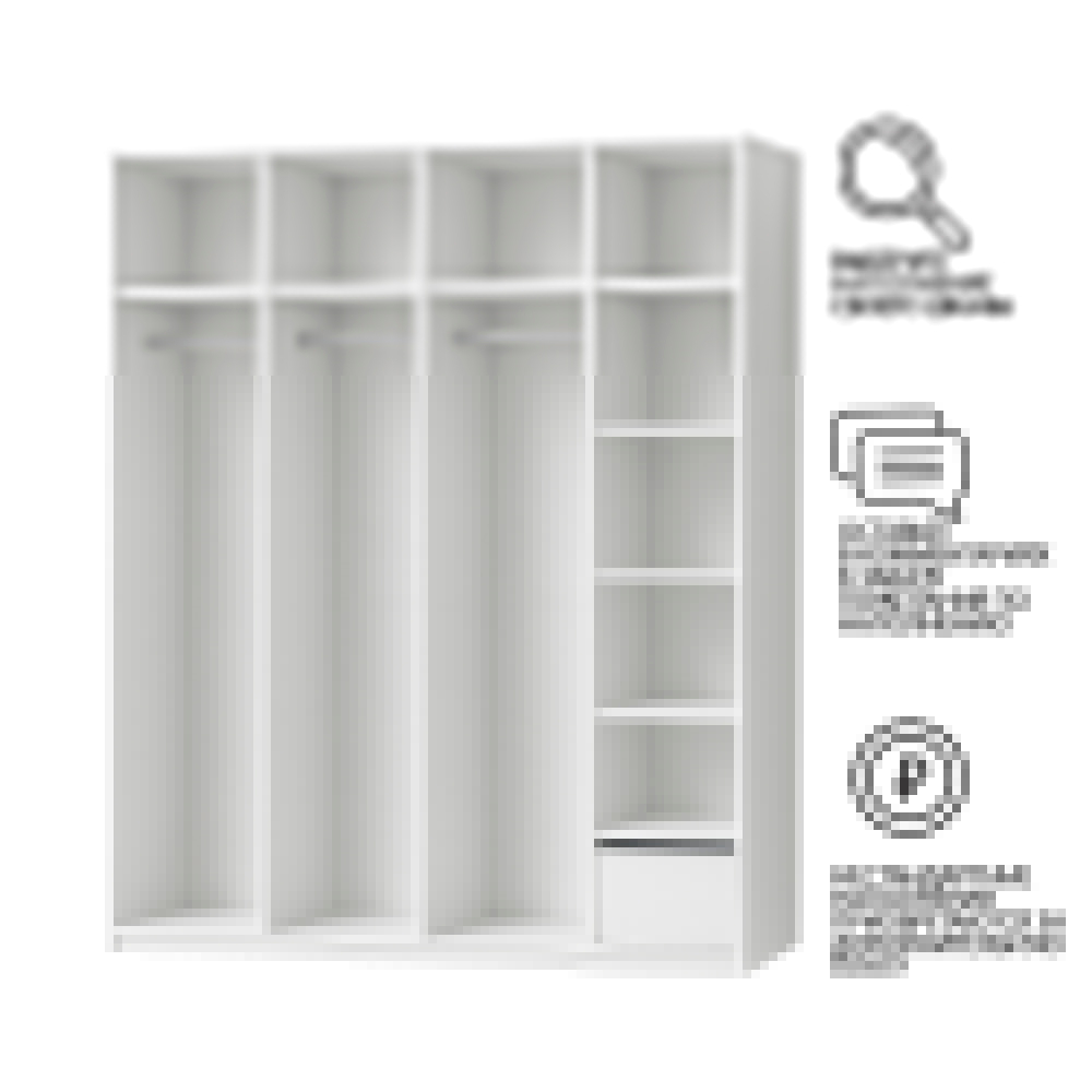 Распашной четырехсекционный шкаф Тион-4 Белый Фасадный 0101  220*50*260