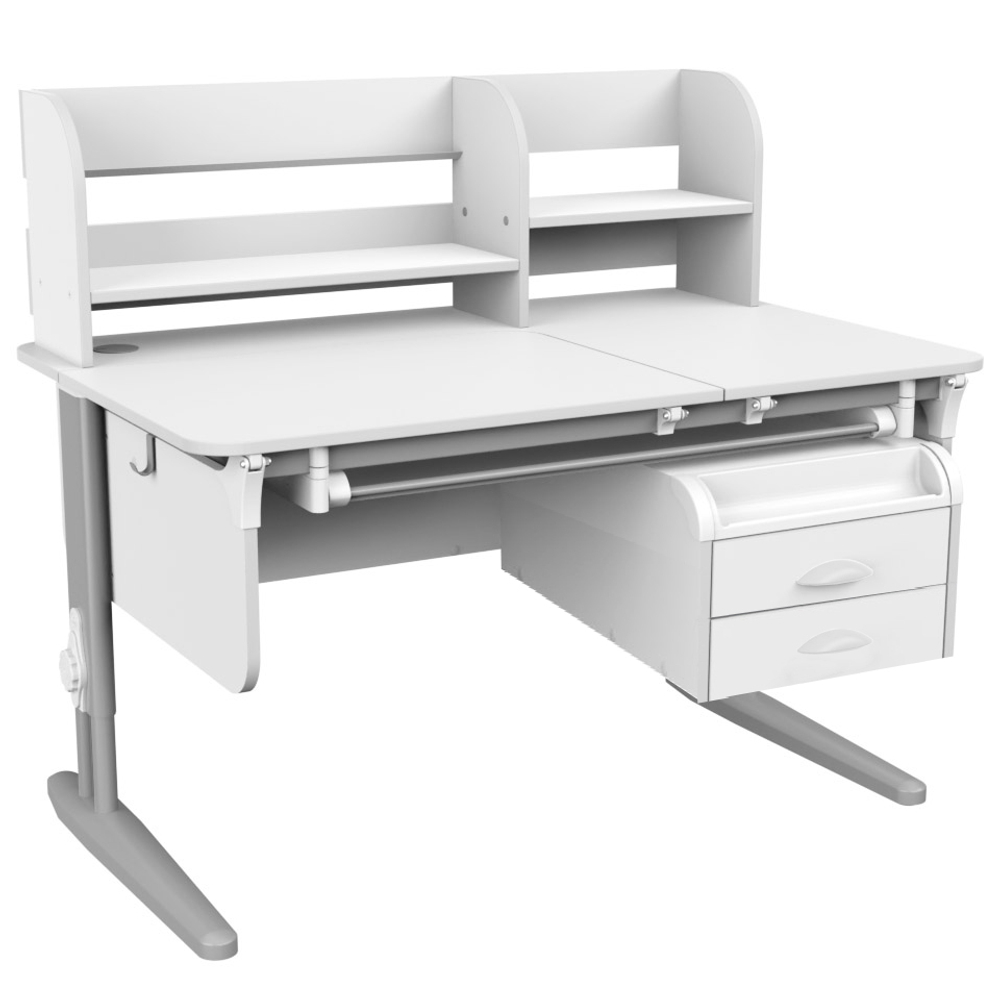 Растущая парта Дэми СУТ 62 PRO с полкой СУТ.62.250 и тумбой (1150×750 мм)