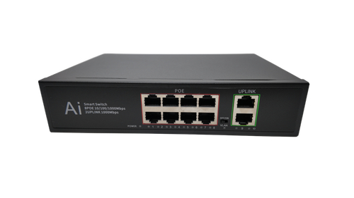 Коммутатор POE 08G20GB на 4 порта Full Gigabit 8+2- POE RJ45 Порт: 1 Гбит/с