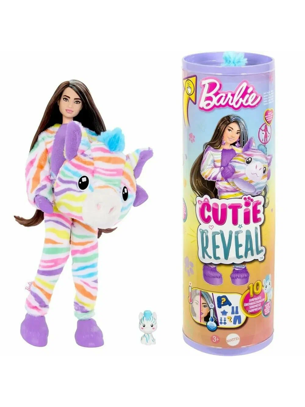 Барби Cutie Reveal Color Dream HRK39, кукла с сюрпризом в костюме зебры