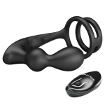 Вибростимулятор простаты с эрекционным кольцом черный 13,5 см