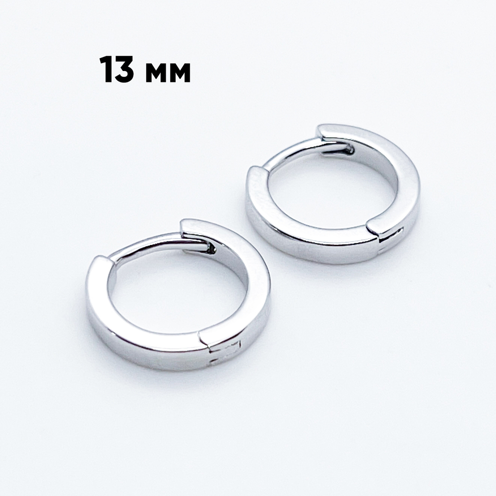 Ювелирные швензы Конго с родиевым покрытием, размер 13 мм, цена за пару