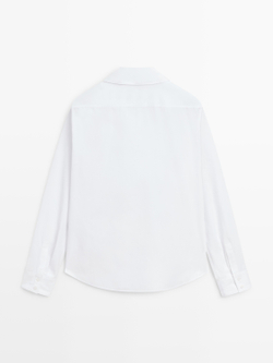 Massimo Dutti Рубашка из хлопкового поплина, белый
