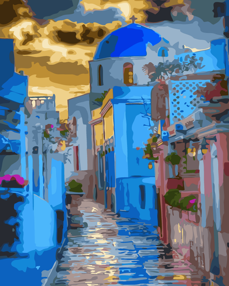 Санторини- раскраски по номерам