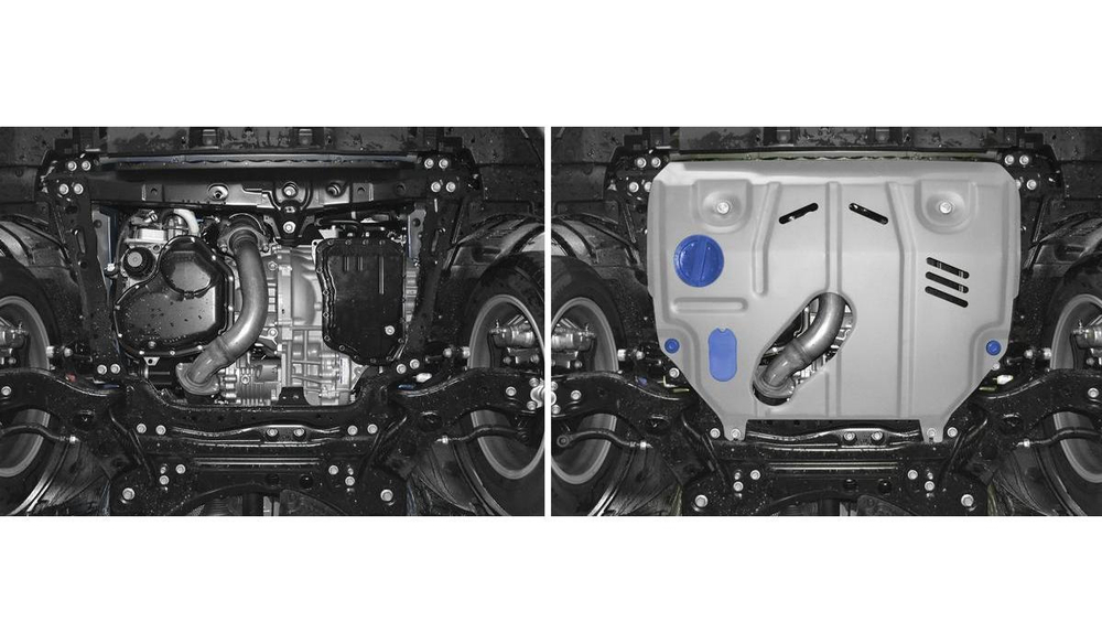 Защита картера и КПП Rival для Lexus NX 200t (V - 2.0 (238 л.с.)) 2014-2017/Lexus NX 300 рестайлинг (V - 2.0 (238 л.с.)) 2017-н.в., штампованная, алюминий 3 мм, с крепежом, 333.3207.1