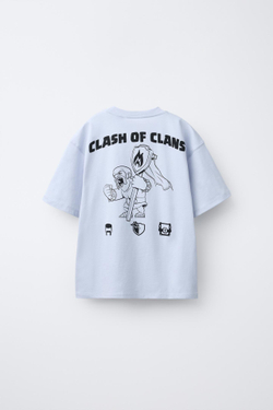 ZARA ФУТБОЛКА С ПРИНТОМ BARBARIAN THE WORLD OF CLASH ™, ГОЛУБОЙ