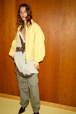 ZARA КУРТКА-БОМБЕР ИЗ 100% КОЖИ, ЖЕЛТЫЙ