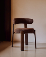 Granite Стул на 4 ножках из коричневого шенилла и массива ясеня в отделке орех