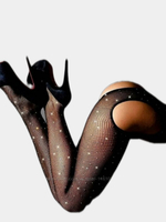 Чулки с поясом в стразах Amor El черные S/L