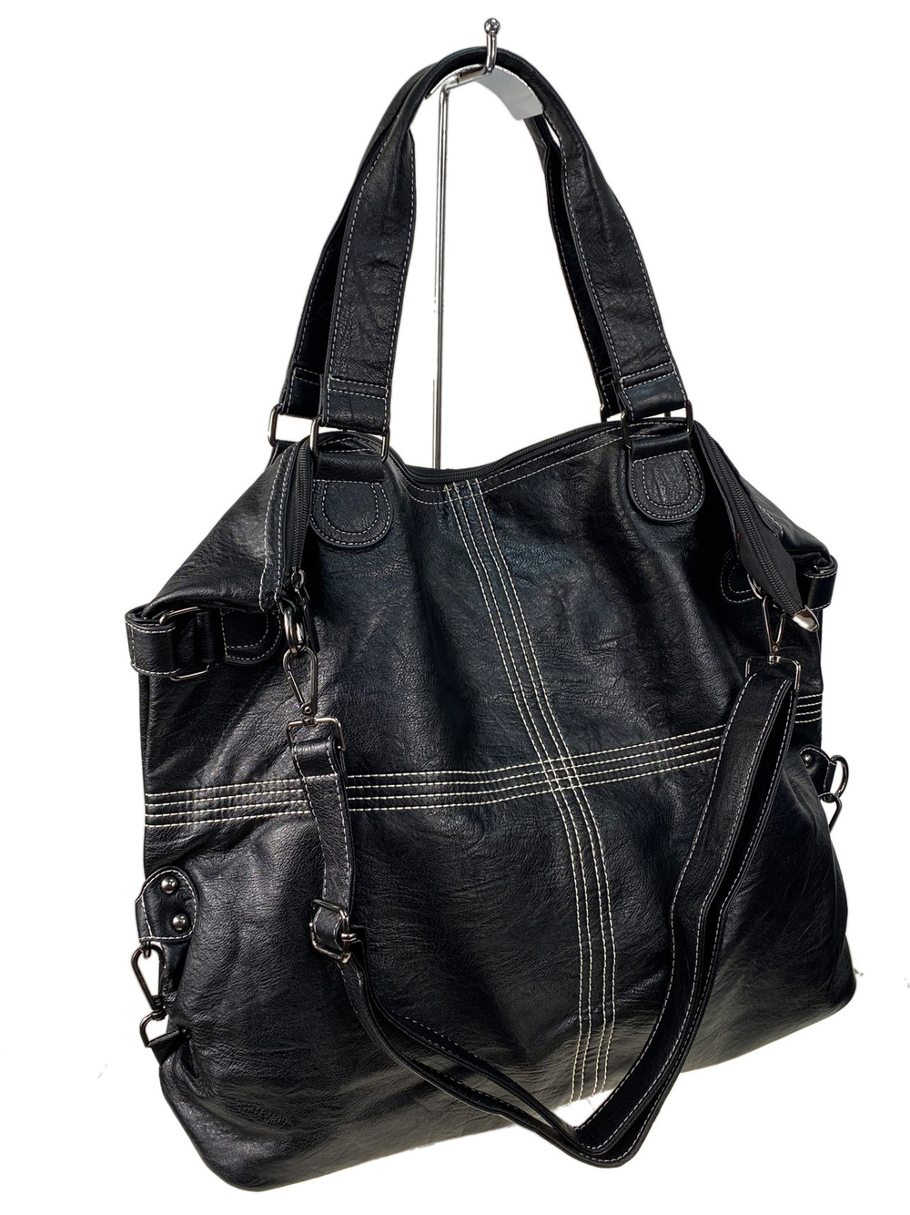 Женская сумка тоут из искусственной кожи, цвет черный