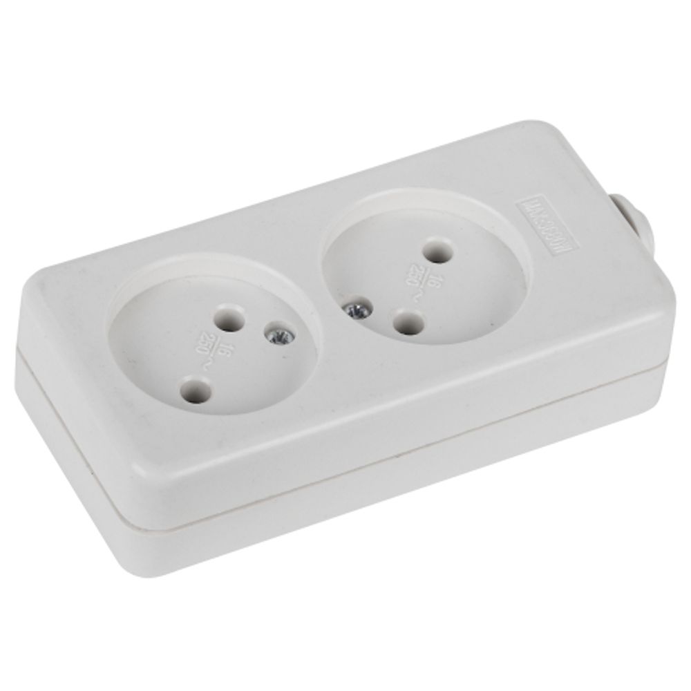 Колодка ЭРА K-2 2 розетки без зазeмления белая
