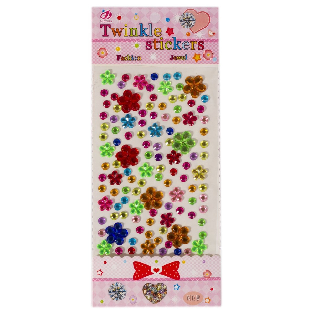 Наклейки-стразы Alingar, акриловые, "Яркие цветочки", стразы-цветочки, крупные и средние, пакет с европодвесом