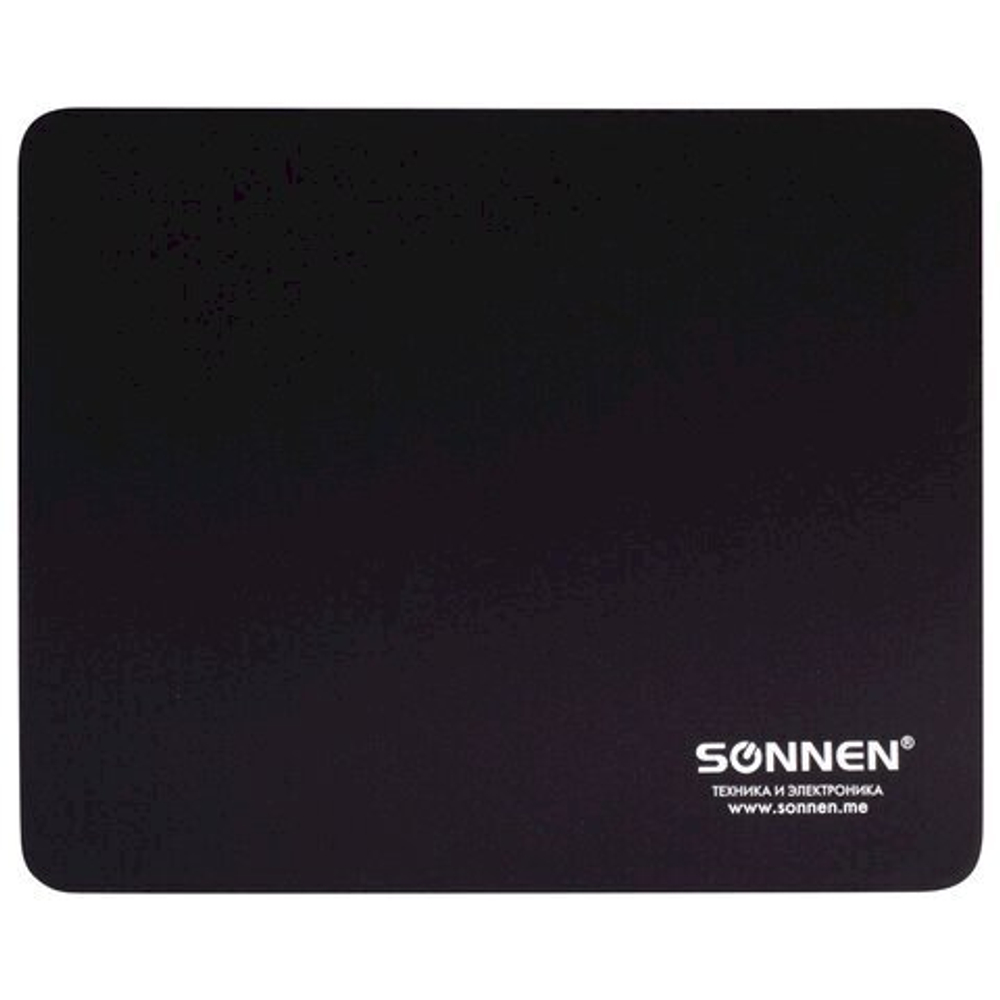 Коврик для мыши SONNEN "BLACK", резина + ткань, 220х180х3 мм